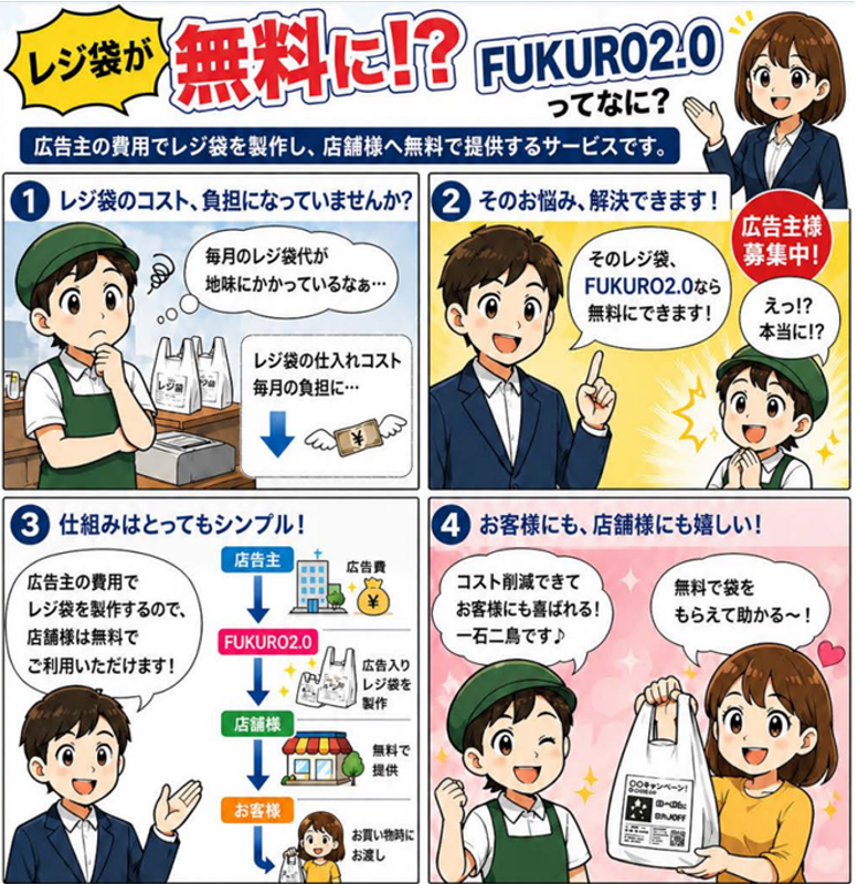 廃棄物・リサイクル業界初ビジネスモデル：無償レジ袋／ゴミ袋提供で永続収益化